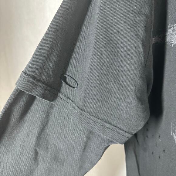 YoungLA Distressed Long Sleeve Oversized T shirt Black Small - Picture 4 of 9